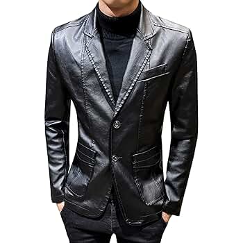 ジャケット・アウター blurred clothing LEATHER SPORTS JACKET CD-2 Men's Leather Jacket Fashion Flash (Small, Black) at